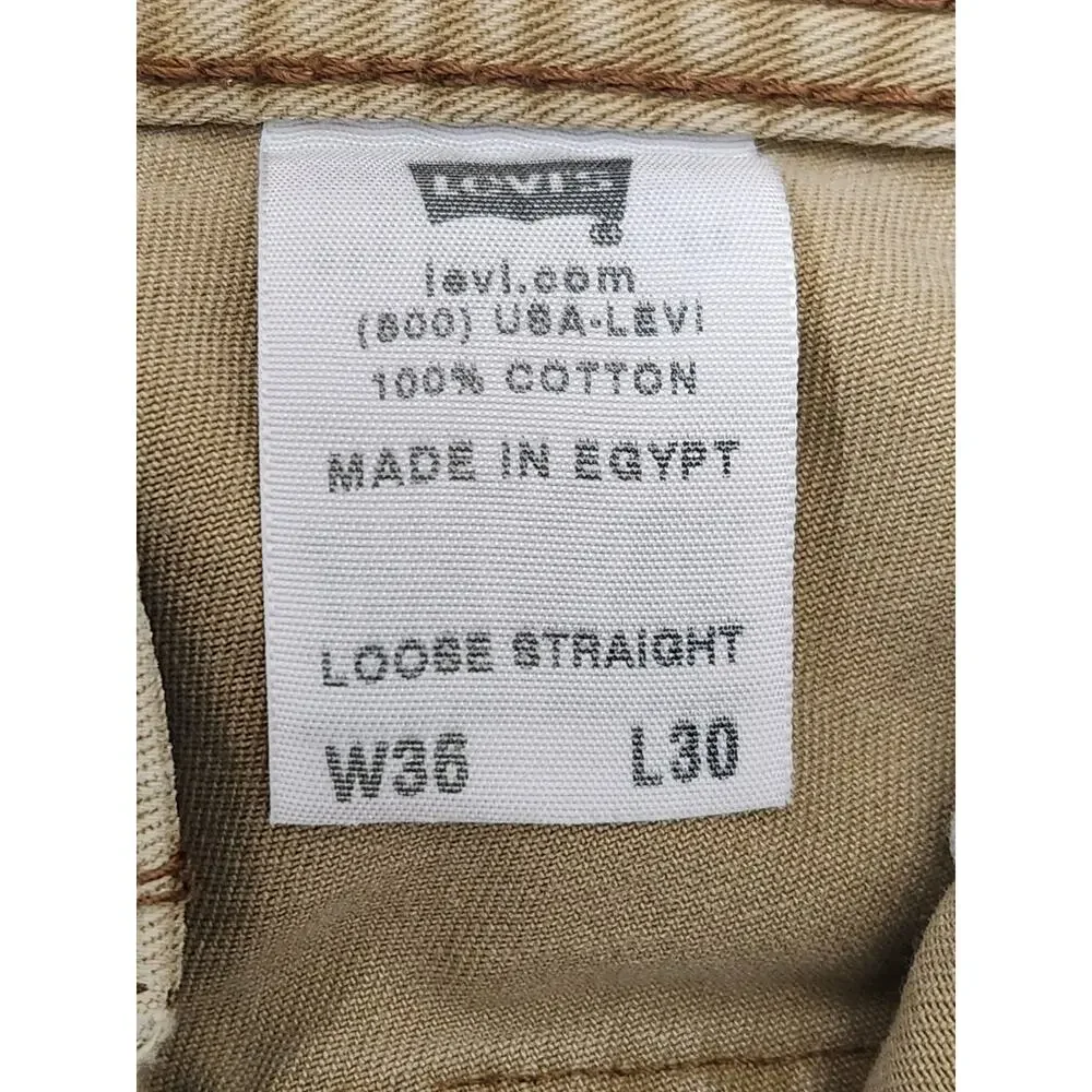 Levis Cargo Pants Mens 36x30 Khaki Utility Loose Straight Distressed Y2K